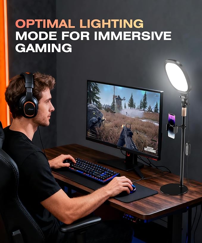PQRQP Ring Light for Desk, Soft Lighting for Zoom & Video Calls, Selfie Light