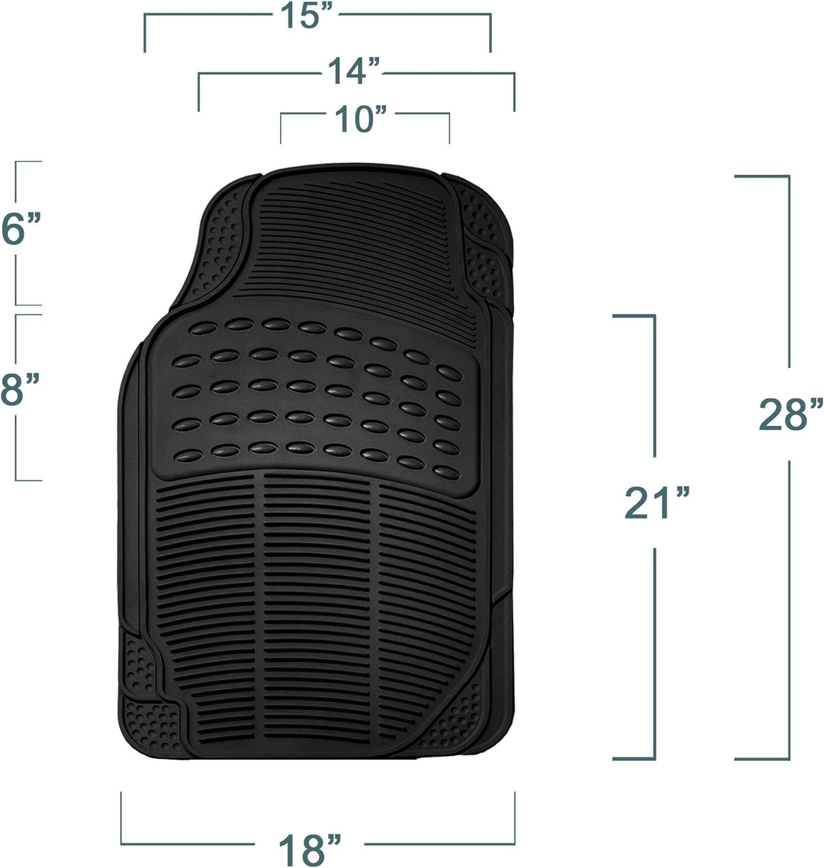 FH Group Automotive Floor Mats Climaproof for All Weather Protection Universal Fit Trimmable Heavy Duty fits Most Cars, SUVs, and Trucks, 2pc Front Set Solid Black