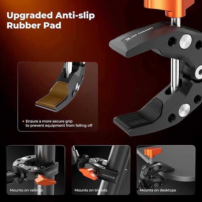 K&F CONCEPT 2 Pack Camera Mount Clamp, Super Crab Clamp