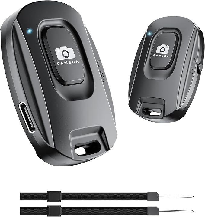 2 Pack Wireless Remote Shutter for iPhone Camera, Portable Rechargeable Photo