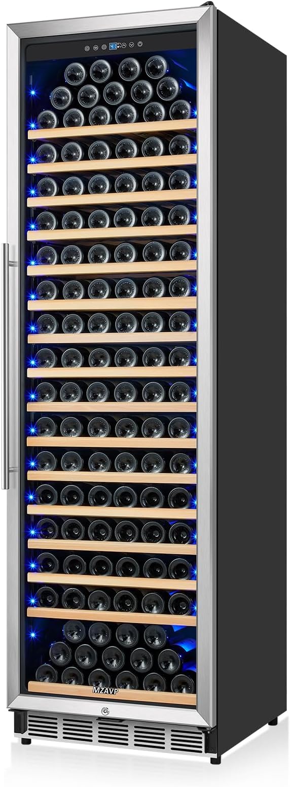 Large Wine Cooler Refrigerator 24 Inch, 200 Bottle Wine Fridge with Professional Temperature Control, Built-in/Freestanding Tall Wine Refrigerator, Low Noise & Sliding Rail Shelves, For Home Bar