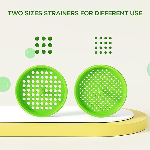 Pisol Wide Mouth Versatile Funnel, Canning Funnels for Kitchen Use, Food Grade Plastic Cooking Funnel Set with 4 Size Spouts and 2 Strainers for Filling Different Bottles and Bags, Green