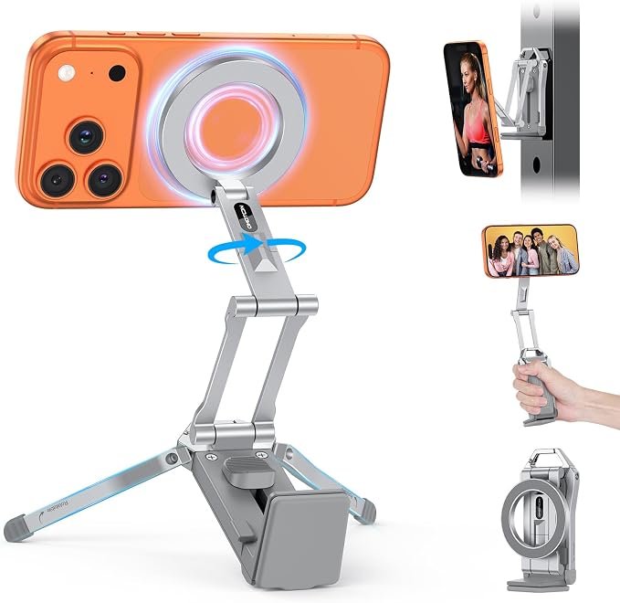 OMOTON TP02 360°Rotating for MagSafe Tripod Mount, Adjustable Aluminum Magnetic