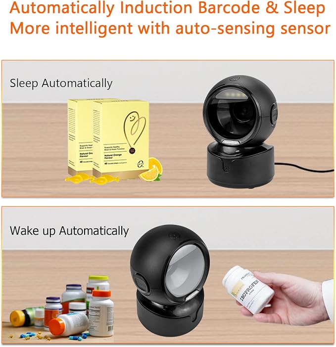 NetumScan Automatic Omnidirectional Desktop Barcode Scanner, Hands-Free USB