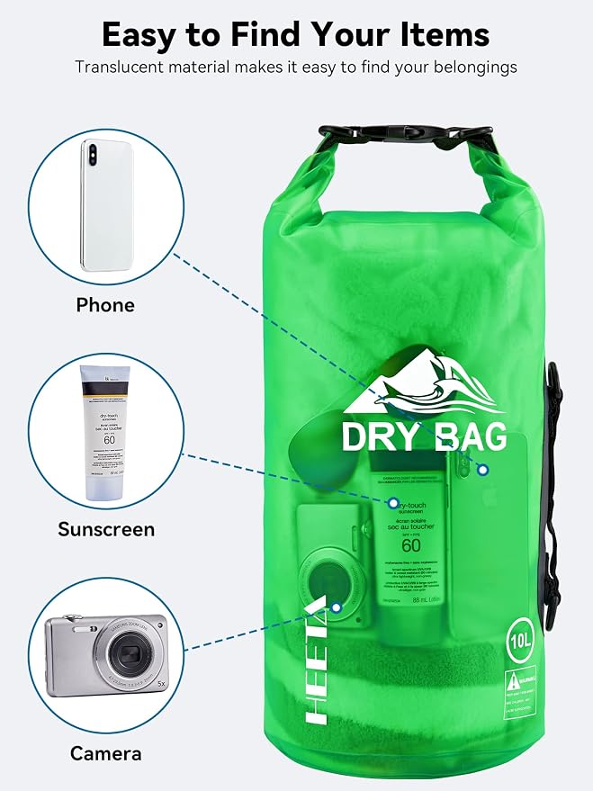 HEETA Dry Bag Waterproof for Women Men, 5L/10L/20L/30L/40L Roll Top Lightweight