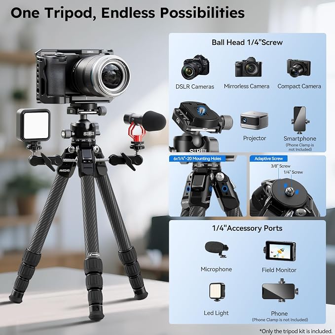 SIRUI 31.5" Compact Carbon Fiber Small Desktop Tripod