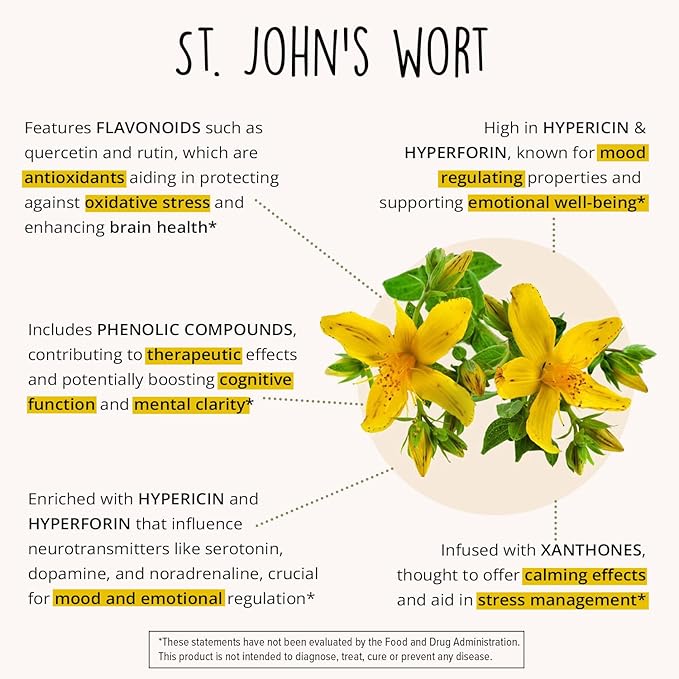 Joy-Filled Mood Support Supplement with St Johns Wort Capsules 120 Ct | Stress Relief Supplement with Rhodiola Rosea, Eleuthero | Helps Calm The Mind & Body | 100% Plant-Based Happy Pills | Herbal