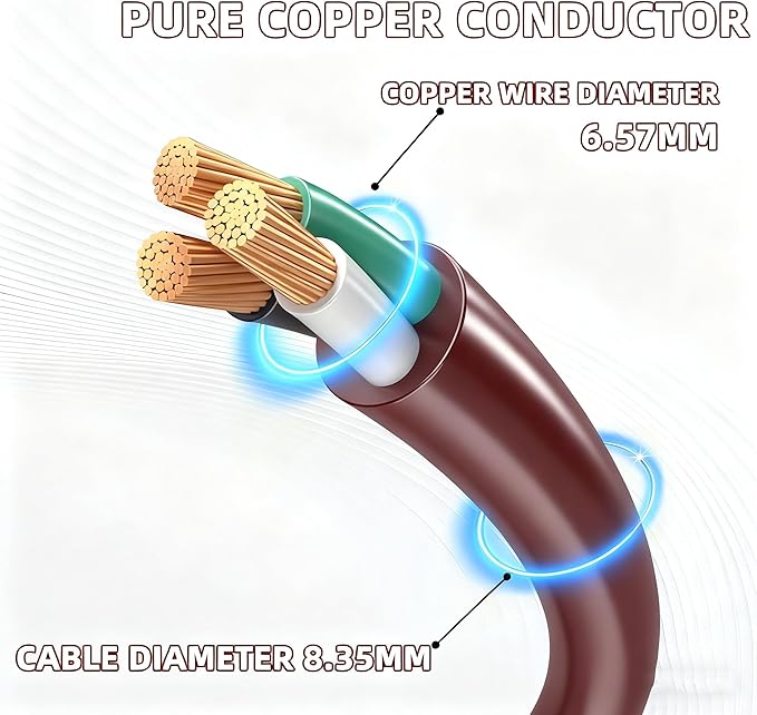 6FT Brown Outdoor Extension Cord-16/3 SJTW Durable Extension Cord for Christmas Lights with 3 Prong Grounded Plug, Great for Outside Christmas Decorations