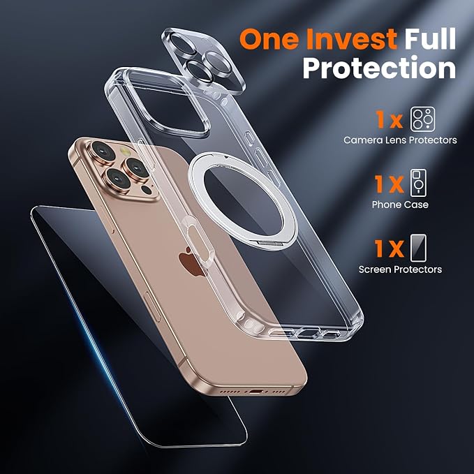 toushion 3 in 1 for iPhone 16 Pro Max Case Stand |Build in Kickstand, Screen