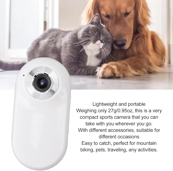 1080P Dog Collar Camera, Wireless Pet Camera with 0.96 inch LCD Display, 170° Wide Angle, USB Rechargeable for Dogs Cats