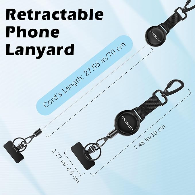 MoKo Anti-theft Phone Tether, Phone Lanyard & Keychain Retractable Steel Line