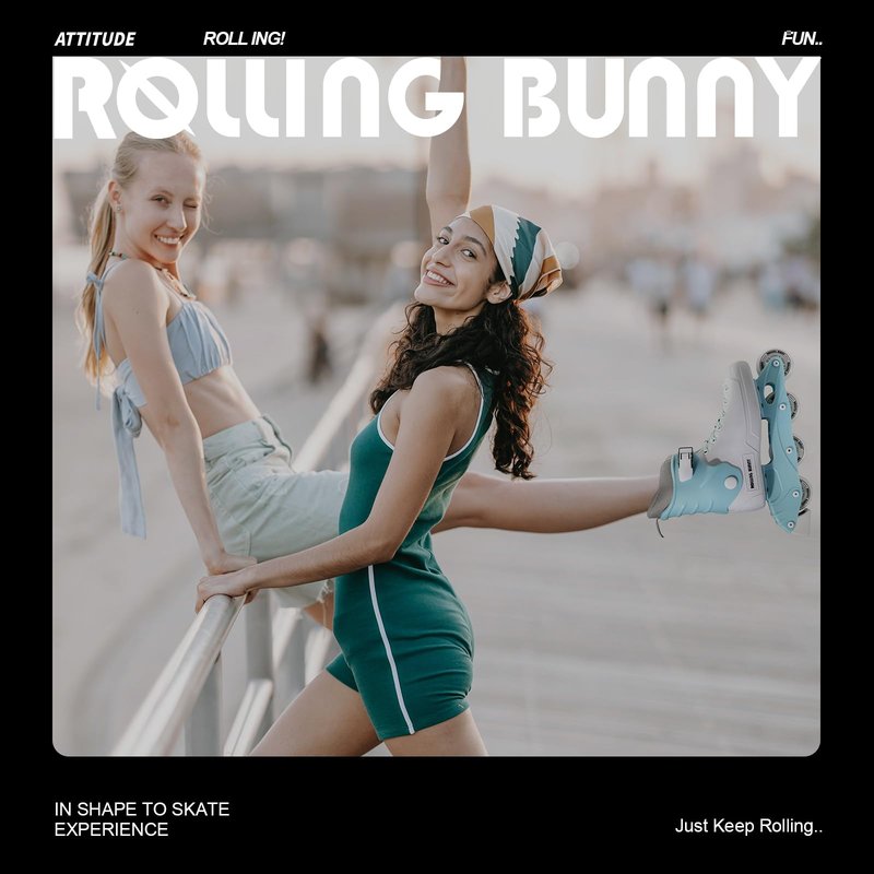 RollingBunny Inline Skates for Women Girls - Adult Inline Skates for Outdoor and Indoor, with Durable Outer Shell and Ankle Support, ABEC-7 Bearings, Solid and Comfortable