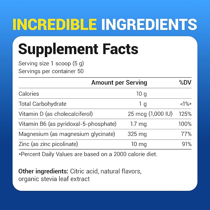 Dr. Berg Magnesium Glycinate Powder for Sleep, Relaxation, & Stress Relief - Now Includes Vitamin D3 & Zinc - Delicious Raspberry & Lemon Flavor (50 Servings) Magnesium Powder - Magnesium Drink Powder