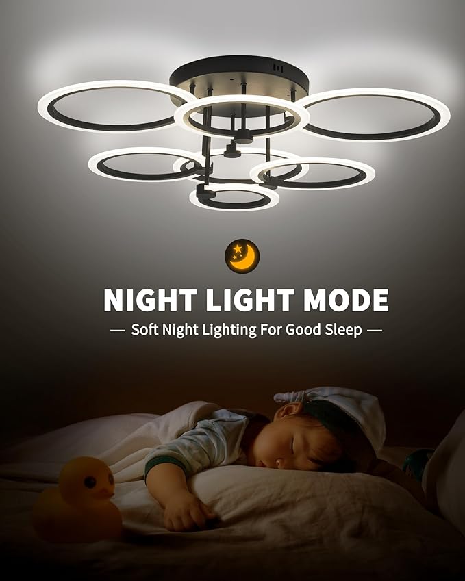 Modern LED Ceiling Light 7 Rings Dimmable Fixtures