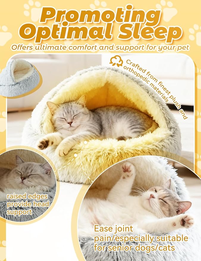 Dog Bed, Dog Bed with Cover Cave, Dual Comfort Design, Pet Bed for Small/Medium/Large Cats and Dogs, Anxiety Relief, Durable & Chew-Proof, Improves Sleep & Behaviour (Coffee, 20in)