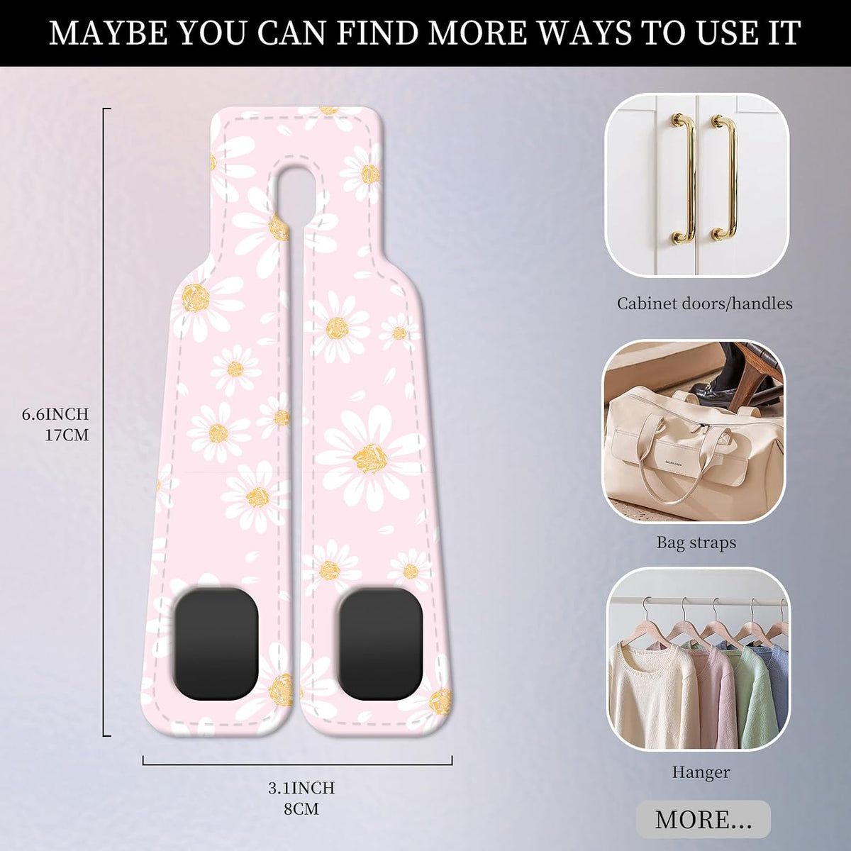 PU Leather Car Seat Hook, Storage Headrest Hanger, Cute Car Backseat Organizer, Car Hooks For Purses and Bags Cute Pink Daisy