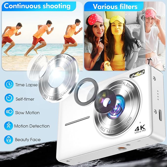 4K Digital Camera, 64MP Autofocus Vlogging Camera