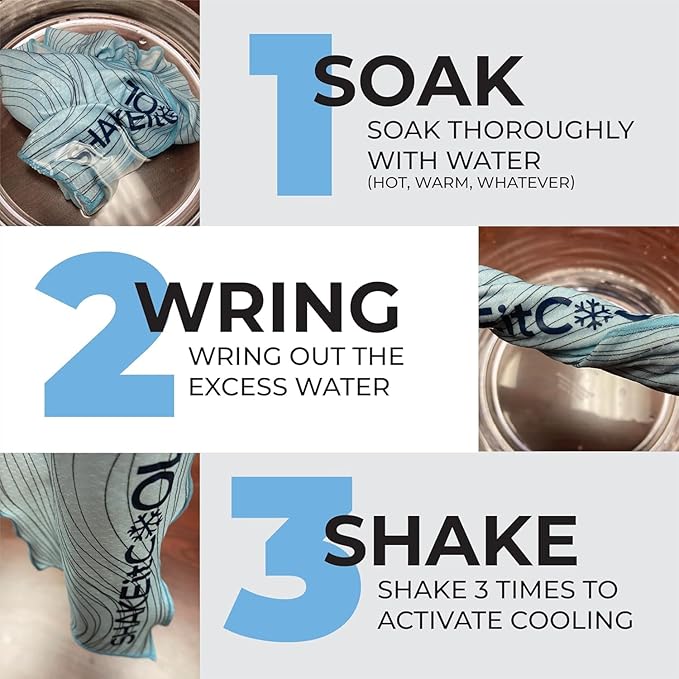 SHAKEitCOOL Original Cooling Towel – Soft, Lightweight, Heat Relief – Perfect for Biking, Running, Yoga, Gym, Gardening – Volleyball