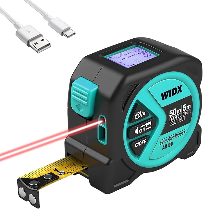WIDX 2 in1 Laser Tape Measure, 164ft Laser Distance Measurement & 16ft