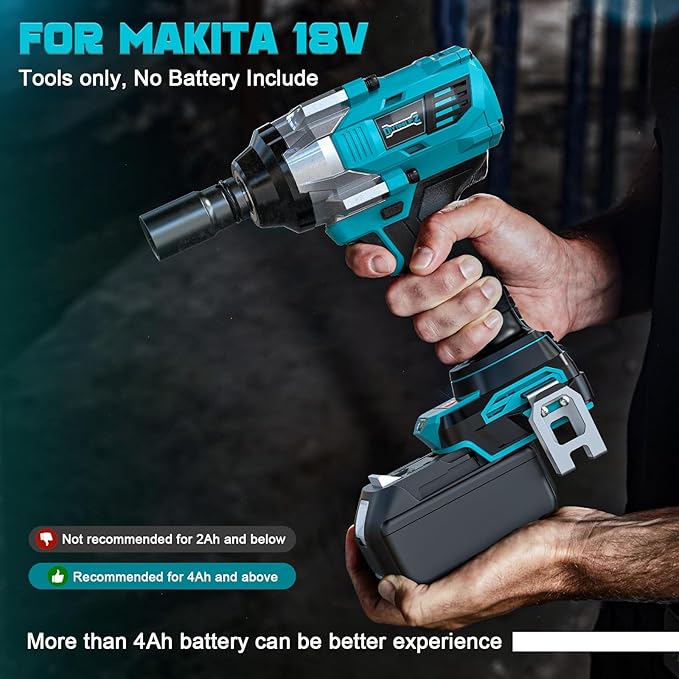 DIYtoolifz Cordless Impact Wrench 1/2 inch for Makita 18v Battery, 900FT-LBS (1200N.m) Brushless Electric Impact Gun, High Torque Power Impact Driver with 6Pcs Sockets & Storage Case (Tool Only)