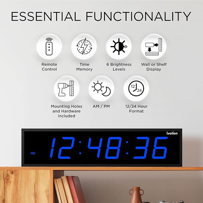 Ivation Oversized Large Digital Wall Clock