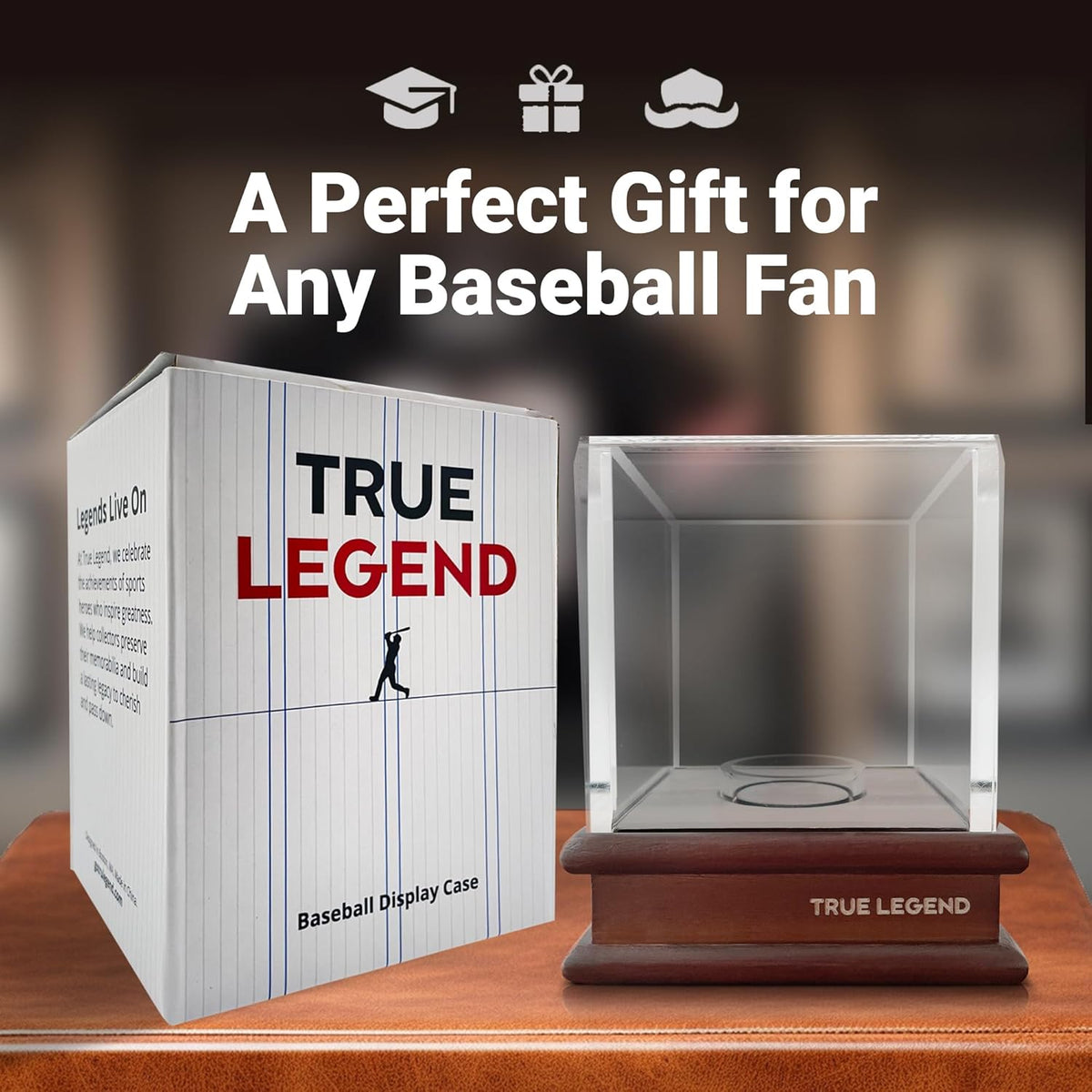 True Legend Baseball Display Case - Premium UV Protection & Thick Acrylic Edges | Ideal for Sports Memorabilia
