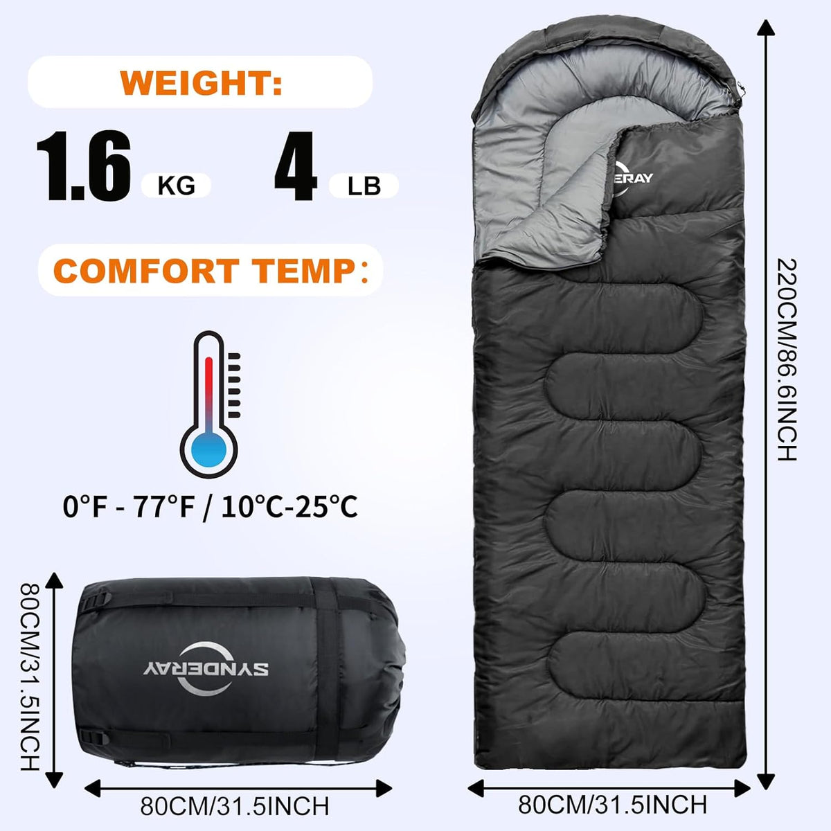 Skiennix Sleeping Bags for Adults - Cold Weather Backpacking & Camping | Lightweight Compact Design