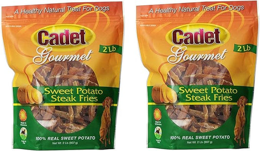 (2 Pack) Cadet Sweet Potato Steak Fries Dog Snack - 2-Pound Each
