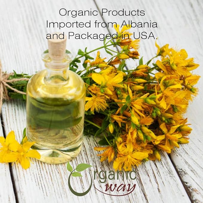 Organic Way St. John's Wort Whole (Hypericum perforatum) - Herbal Tea | European Wild-Harvest | Organic, Kosher & USDA Certified | Vegan, Non GMO & Gluten Free | Origin - Albania (1/2LBS / 8Oz)