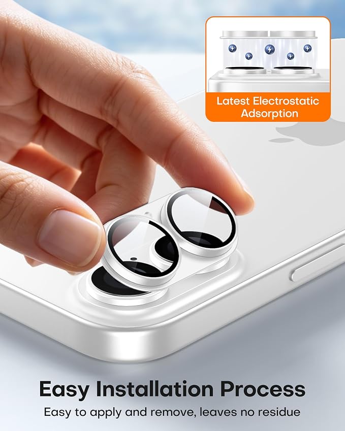 TAURI 2 Pack for iPhone 16/16 Plus Camera Lens Protector, Full Coverage
