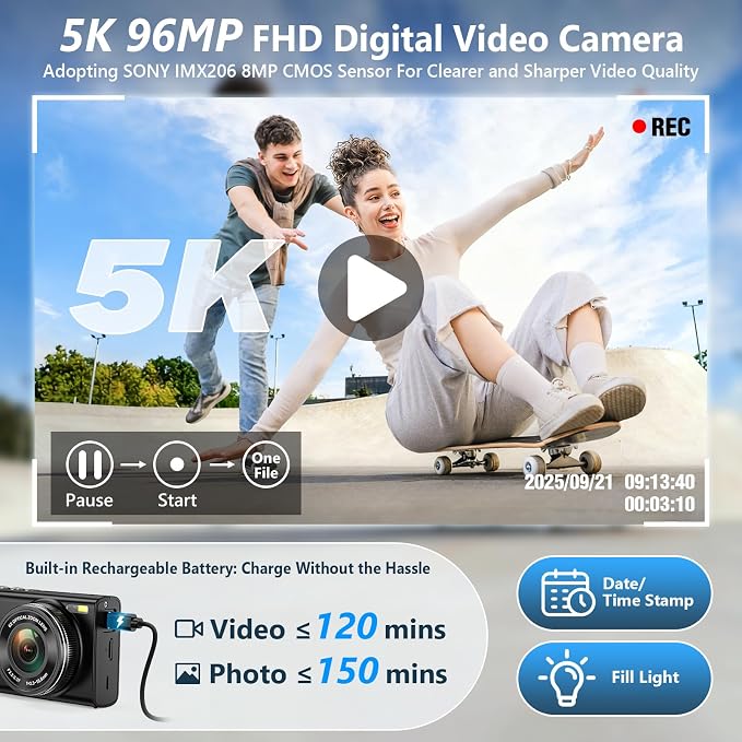 5K 96MP Digital Camera for Photography