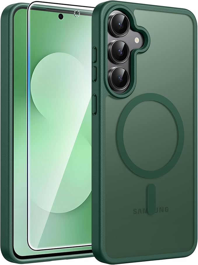FNTCASE for Samsung Galaxy S25 FE Case: Magnetic Translucent Matte Military
