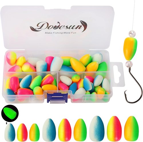 Dovesun Pompano Rig Floats - Bright Color Fishing Bobbers Kit (42/52/54/60/80/104 Pcs)