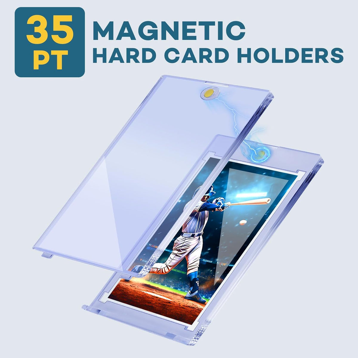 Skiennix Magnetic Card Holders - 20ct U-V Protection Hard Plastic Cases for Trading Cards | Display Sports & Game Cards