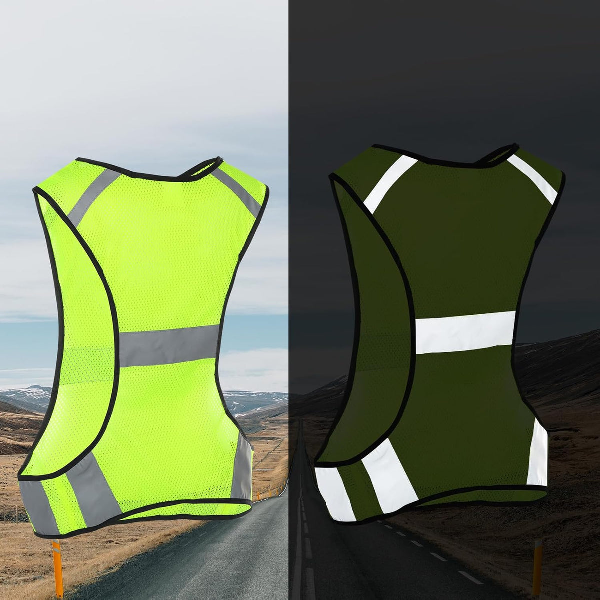Skiennix High Visibility Reflective Running Vest - Enhanced Safety for Night Running & Biking