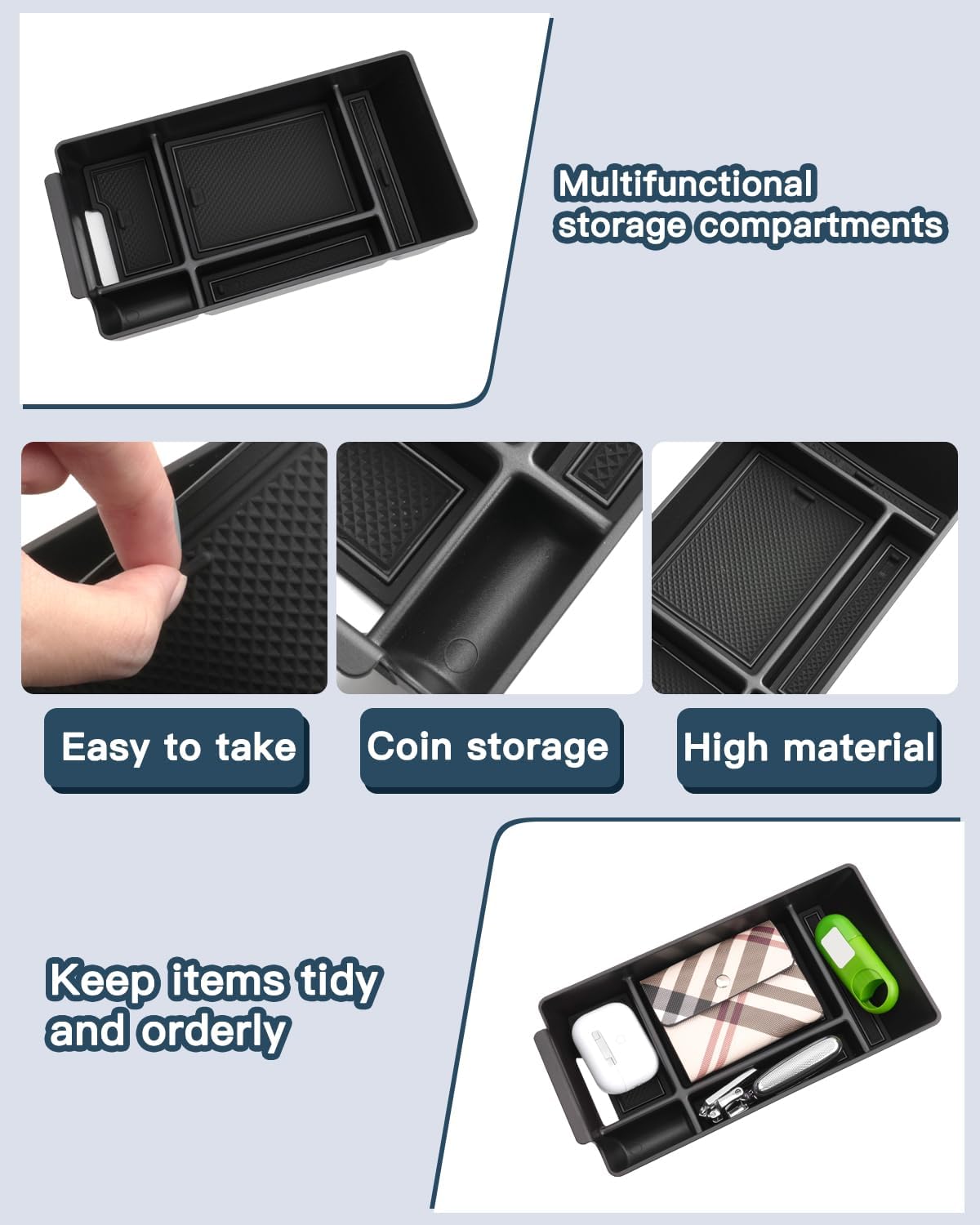 C300/C300 4MATIC/C300e/AMG C43 Center Console Organizer for C300 Mercedes Benz Accessories Armrest Console Tray Compatible with 2022 2023 2024 2025 2026 Mercedes C Class W206(Only for 2022-2026 C300)