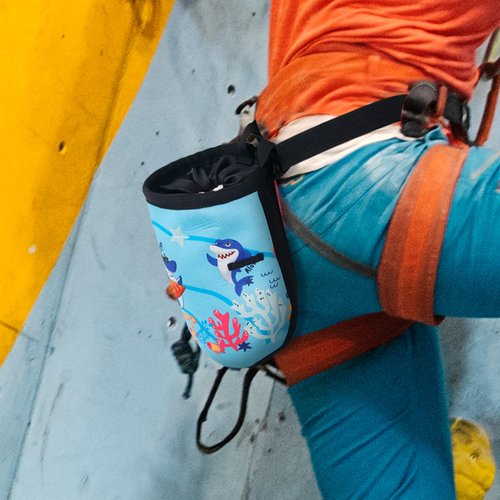 Fanosy Chalk Bag for Rock Climbing Gym & Bouldering – Large Capacity Leak-Proof Unique Original Design for Kids & Adults – Durable Magnesium Powder Holder with Drawstring Closure - 2025 New Blue