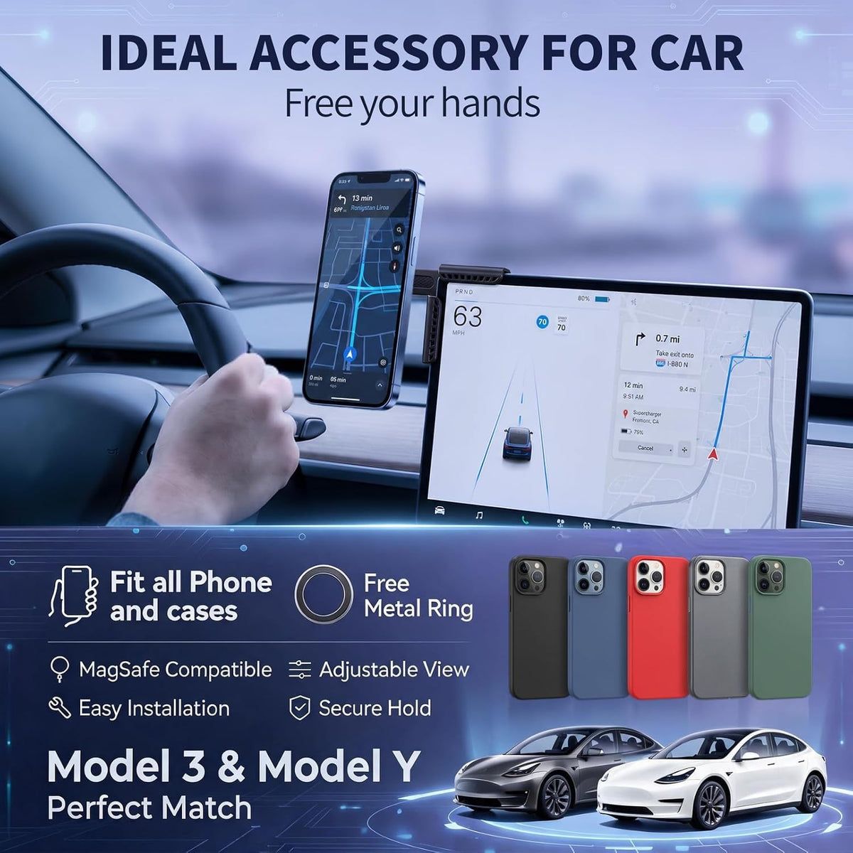 YUHENG Magnet Phone Holder,Clamp-on Screen Phone Holder