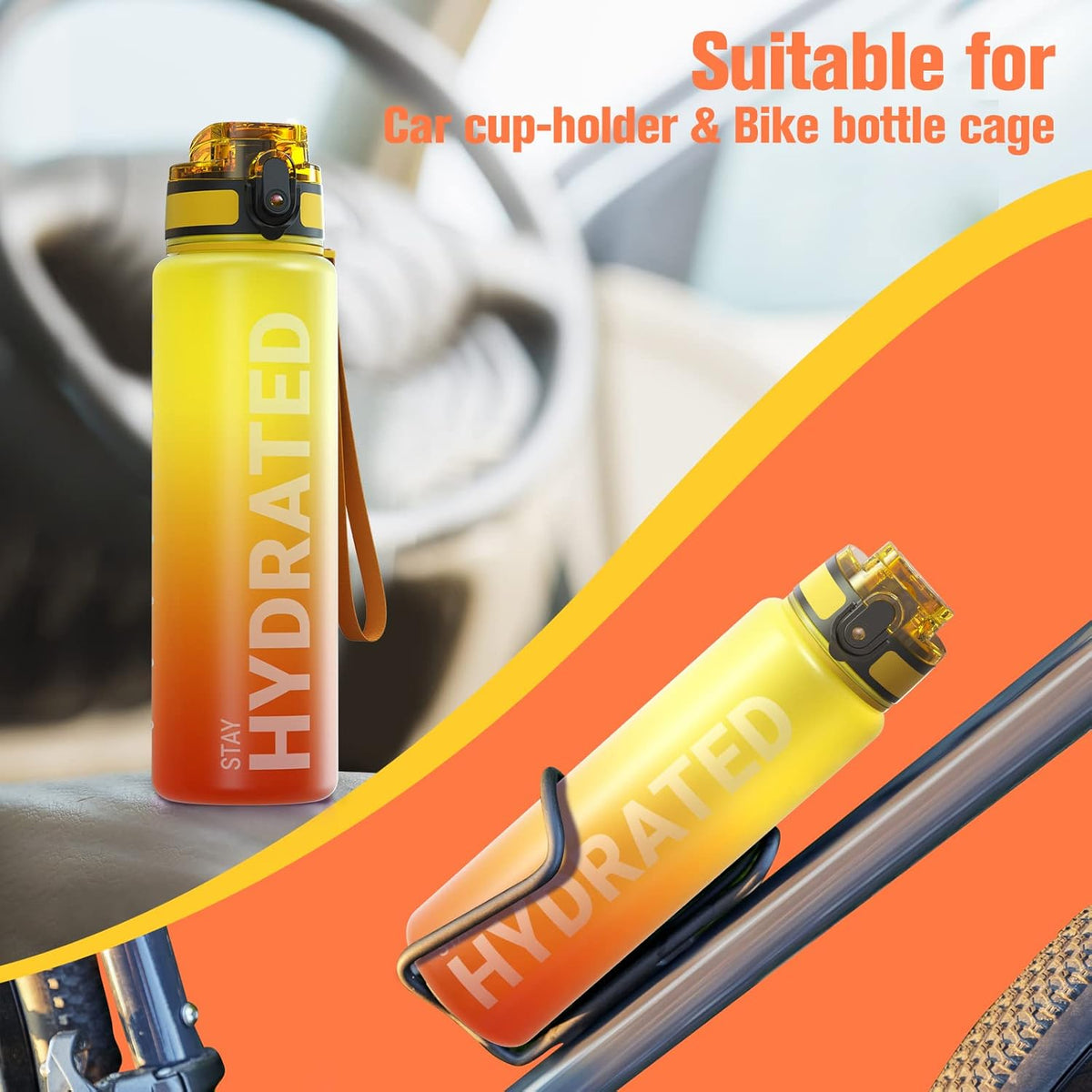Sahara Sailor Water Bottle - Durable, Leakproof Tritan Design with Time Marker | BPA Free, 32/25/17oz Sizes