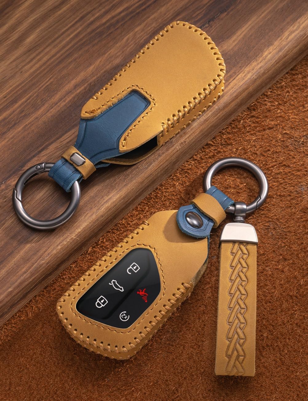 for Volkswagen Key Fob Cover Leather Car Key Case Keychain Fob Holder