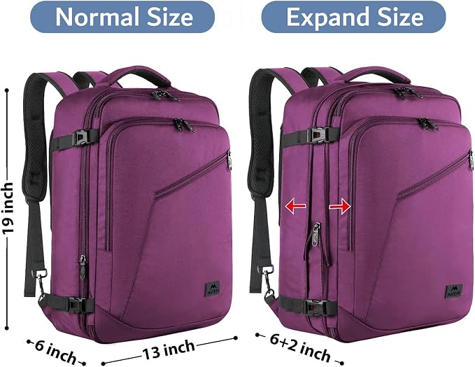 MATEIN Travel Backpack for Women, Expandable Flight Approved Carry on Backpack