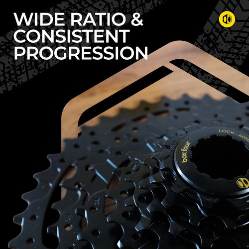 Box Four 8 Speed Bike Cassette 11-42T Black Fits Standard HG Hubs 9/10/11 Speed Cassette for Mountain Bike, Lightweight Bicycle MTB Cassettes, Compatible Bike Cassettes