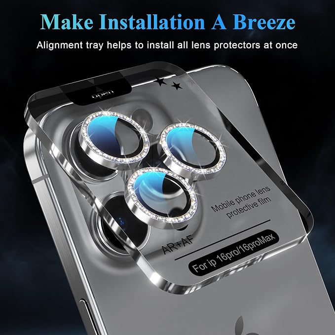 YWXTW Designed for iPhone 16 Pro/iPhone 16 Pro Max Camera Lens Protector Bling