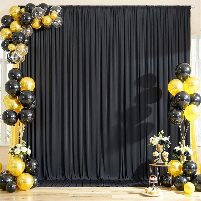 30ftx12ft Wrinkle Free Black Backdrop Curtains