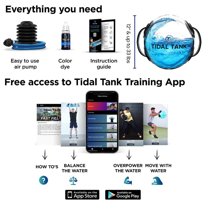 Tidal Tank Sphere Mini - Heavy Bag Aqua Ball, Water Weight - Sandbag Weight Set for Home Gym, Adjustable Sand Bags Weights Workout - Portable Exercise Fitness Equipment - Workout Videos