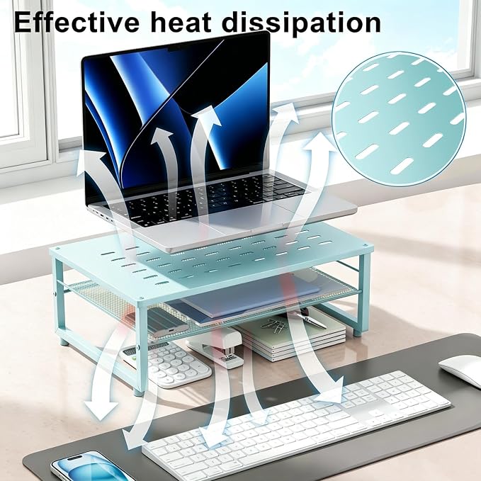 gianotter 2-Tier Metal Monitor Stand Riser, Desk Organizer