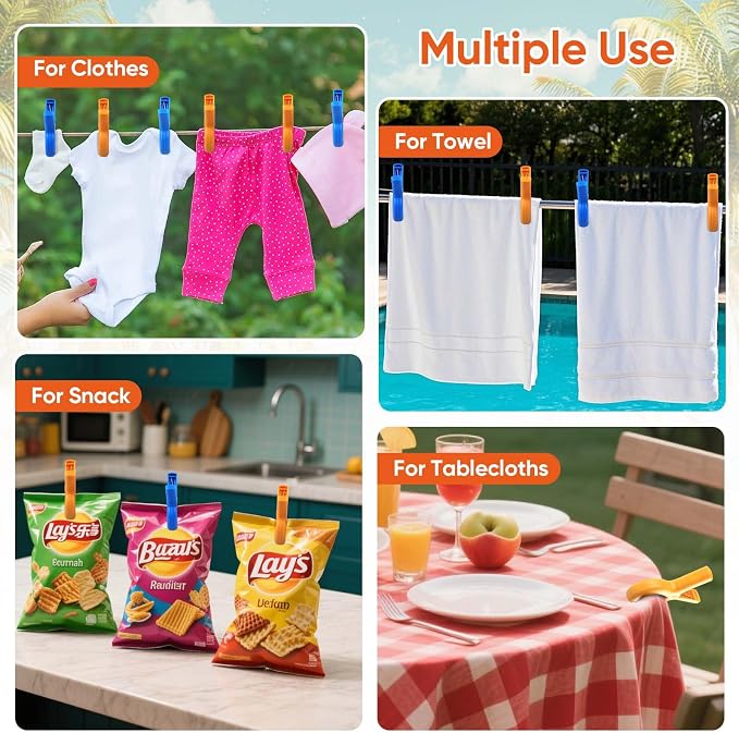 8 Pack Beach Towel Clips for Beach & Pool Chairs Cruise Essential, Heavy Duty