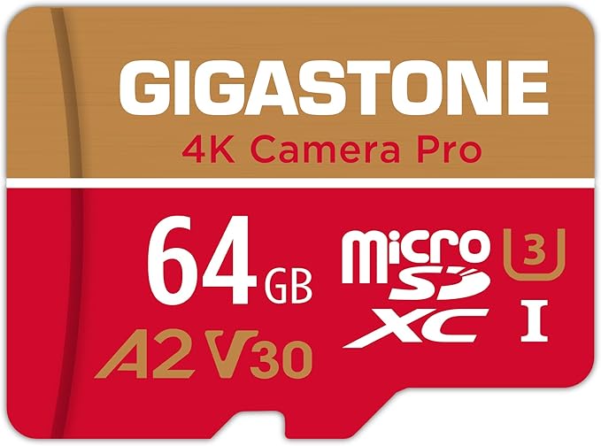 【5-Years Data Recovery】 GIGASTONE 64GB Micro SD Card, 4K Camera Pro, UHD Video