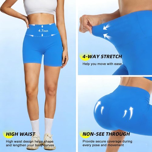 FULLSOFT High Waisted Biker Shorts for Women - Tummy Control Fitness & Workout Shorts | 5" Inseam
