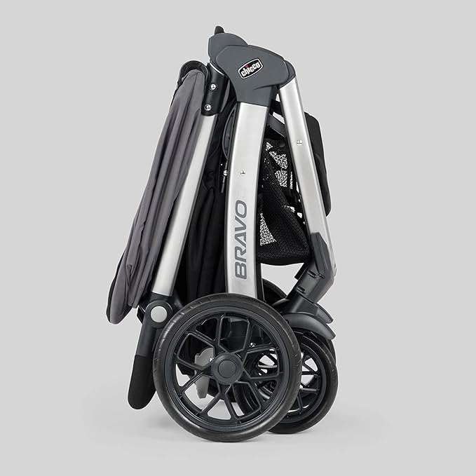 Chicco Bravo 3-in-1 Trio Travel System, Bravo Quick-Fold Stroller with KeyFit 30 Infant Car Seat and Base, Car Seat and Stroller Combo | Camden/Black